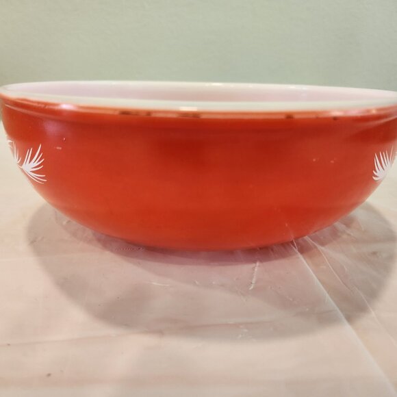 PYREX PROMO HOLIDAY PINE CONE RED ORANGE 2 QT Casserole Dish #024 - Picture 3 of 5